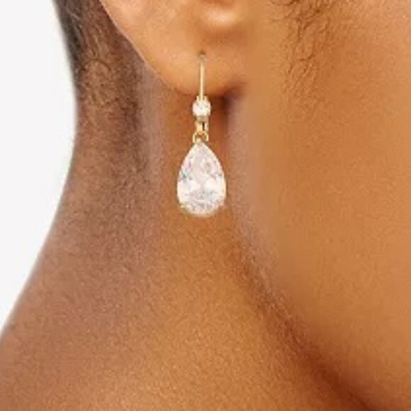 NAPIER Glamorous Gold Round & Teardrop Clear CZ Stone Drop Earrings**NEW! - Picture 4 of 4
